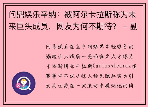 问鼎娱乐辛纳：被阿尔卡拉斯称为未来巨头成员，网友为何不期待？ - 副本